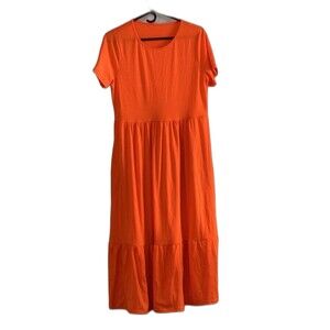 Women's Orange Maxi Dress Size Small Side Pockets